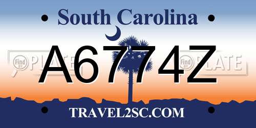 A6774Z South Carolina License Plate