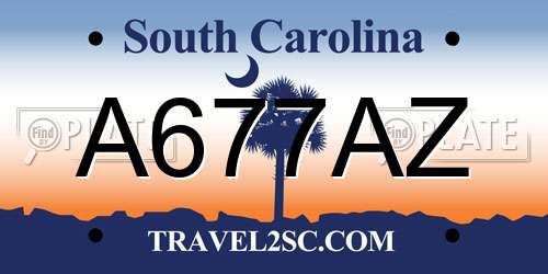 A677AZ South Carolina License Plate