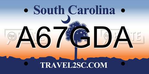 A67GDA South Carolina License Plate