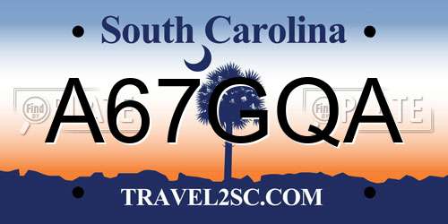A67GQA South Carolina License Plate