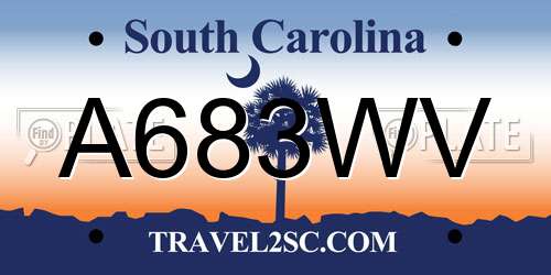 A683WV South Carolina License Plate