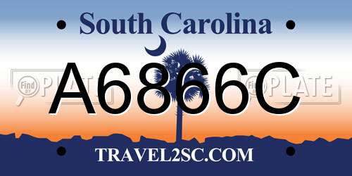 A6866C South Carolina License Plate