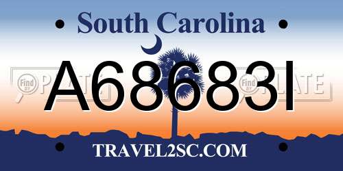 A68683I South Carolina License Plate