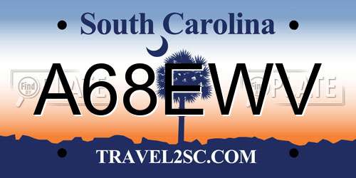 A68EWV South Carolina License Plate