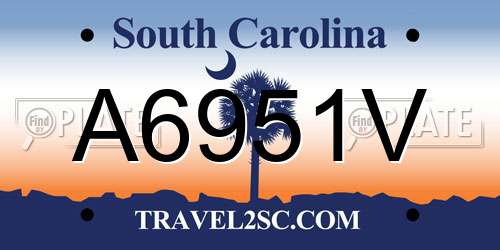 A6951V South Carolina License Plate