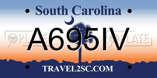 A695IV South Carolina License Plate