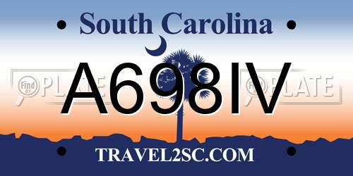 A698IV South Carolina License Plate