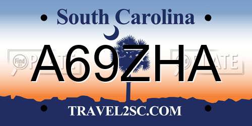 A69ZHA South Carolina License Plate