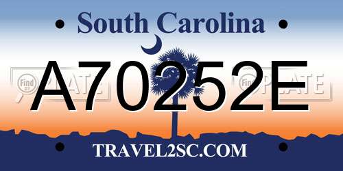 A70252E South Carolina License Plate