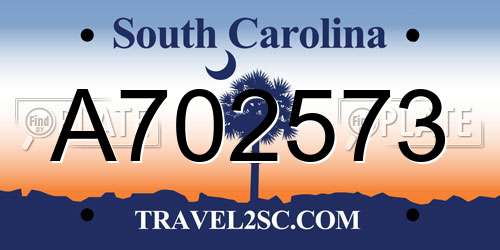 A702573 South Carolina License Plate