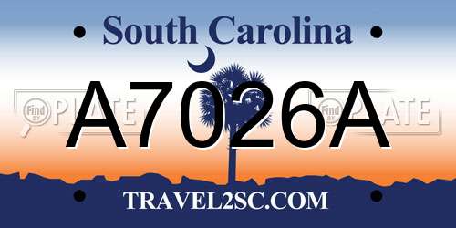 A7026A South Carolina License Plate