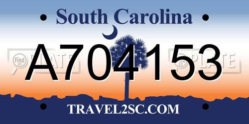 A704153 South Carolina License Plate