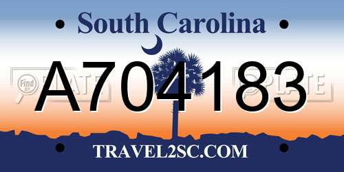 A704183 South Carolina License Plate