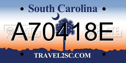 A70418E South Carolina License Plate