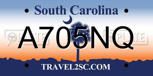 A705NQ South Carolina License Plate