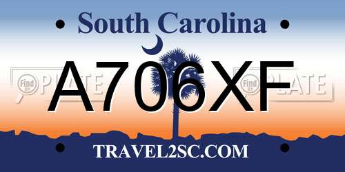 A706XF South Carolina License Plate