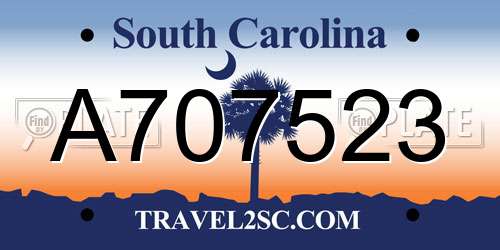 A707523 South Carolina License Plate