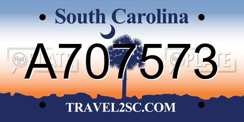 A707573 South Carolina License Plate