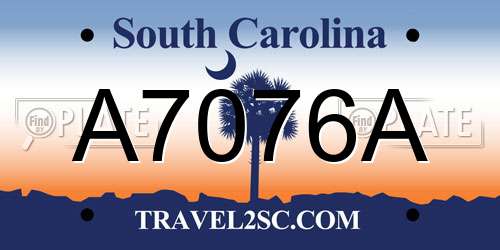 A7076A South Carolina License Plate