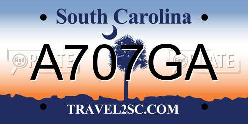 A707GA South Carolina License Plate