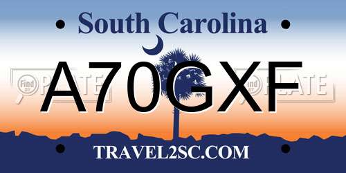A70GXF South Carolina License Plate