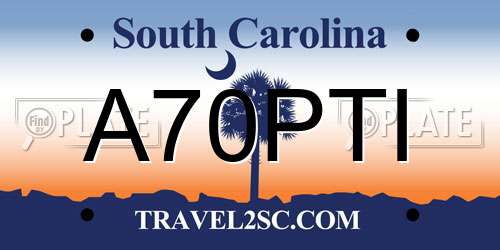 A70PTI South Carolina License Plate