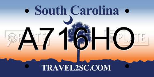 A716HO South Carolina License Plate