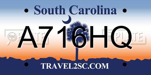 A716HQ South Carolina License Plate