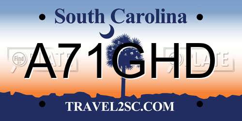 A71GHD South Carolina License Plate
