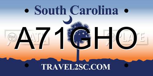 A71GHO South Carolina License Plate