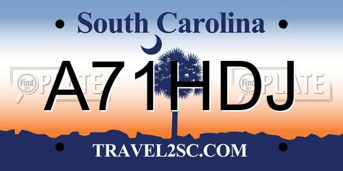 A71HDJ South Carolina License Plate
