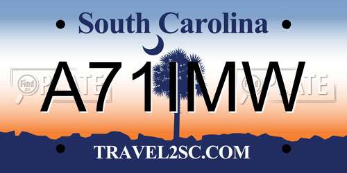 A71IMW South Carolina License Plate