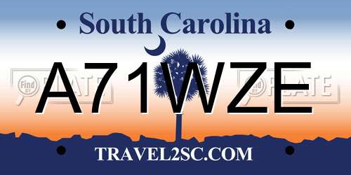 A71WZE South Carolina License Plate