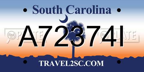 A72374I South Carolina License Plate
