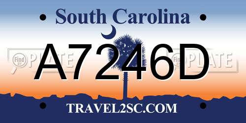 A7246D South Carolina License Plate