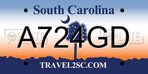 A724GD South Carolina License Plate