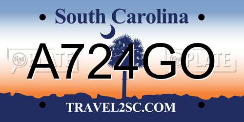 A724GO South Carolina License Plate