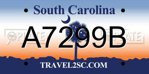 A7299B South Carolina License Plate
