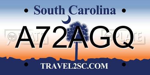 A72AGQ South Carolina License Plate