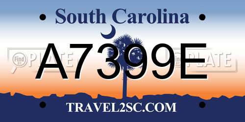 A7399E South Carolina License Plate