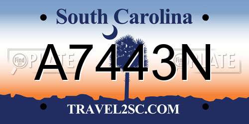 A7443N South Carolina License Plate