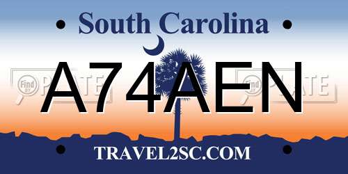 A74AEN South Carolina License Plate
