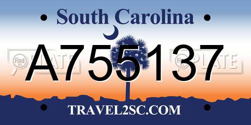 A755137 South Carolina License Plate