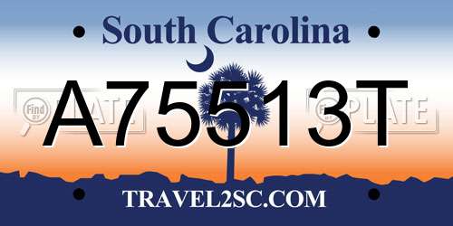 A75513T South Carolina License Plate