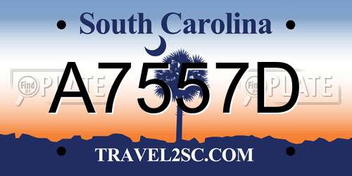 A7557D South Carolina License Plate