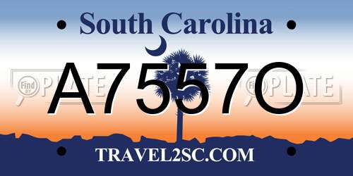 A7557O South Carolina License Plate