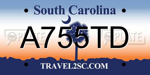 A755TD South Carolina License Plate