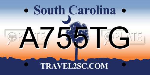 A755TG South Carolina License Plate