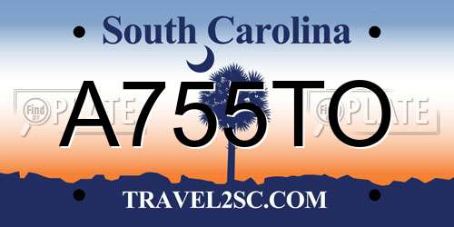 A755TO South Carolina License Plate