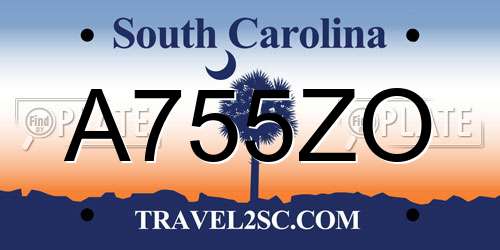 A755ZO South Carolina License Plate